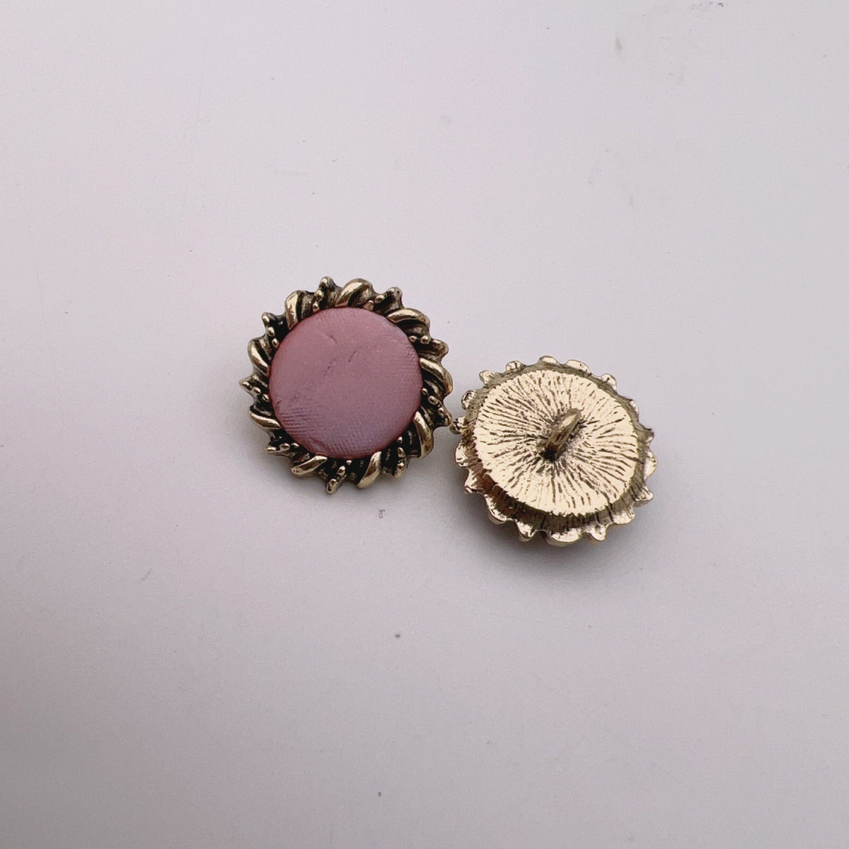 23mm Leather Fabric Antique Bronze Metal Shank Buttons 50pcs Rose Pink
