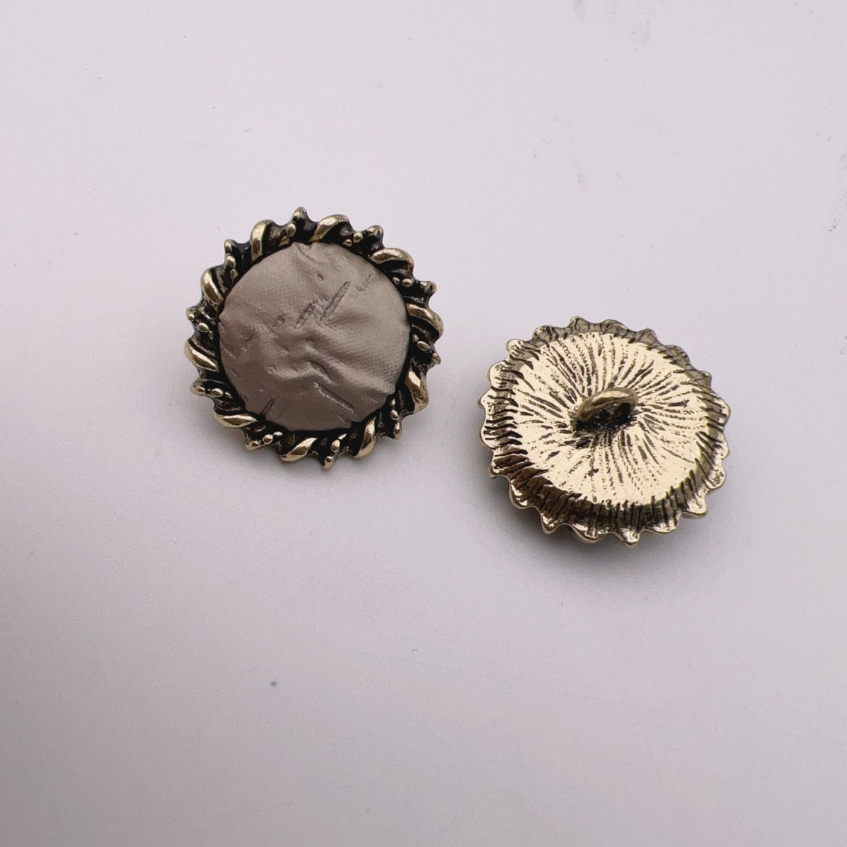 23mm Leather Fabric Antique Bronze Metal Shank Buttons 50pcs Coffee