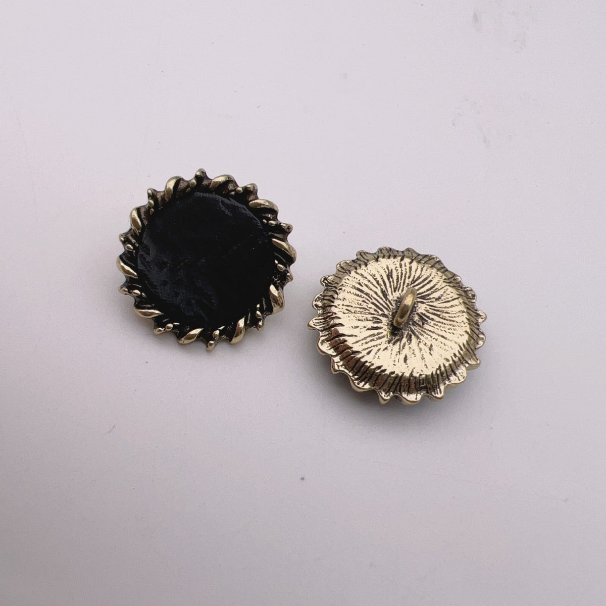 23mm Leather Fabric Antique Bronze Metal Shank Buttons 50pcs Black