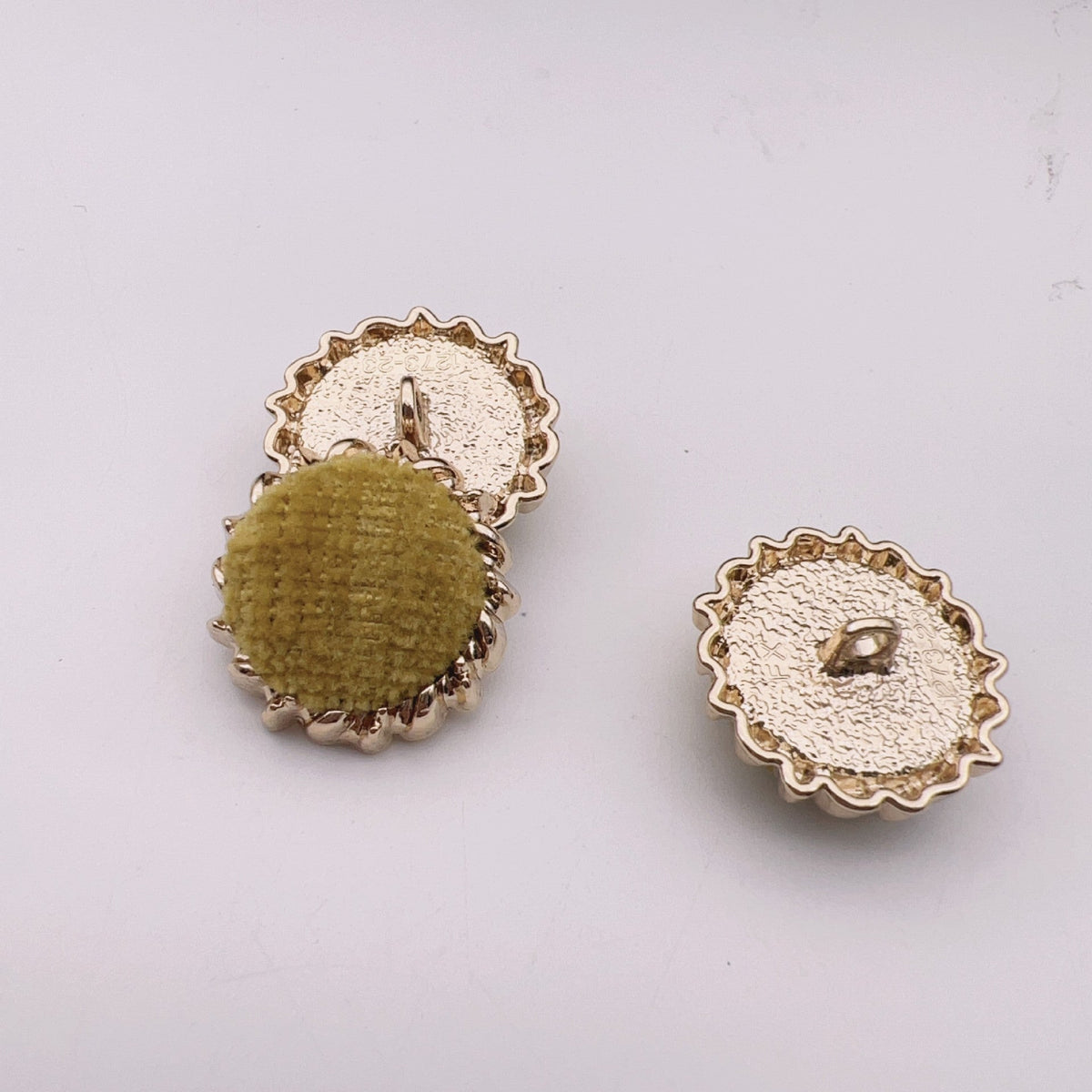 25mm Velvet Fabric Round Gear Metal Buttons 50 Pack