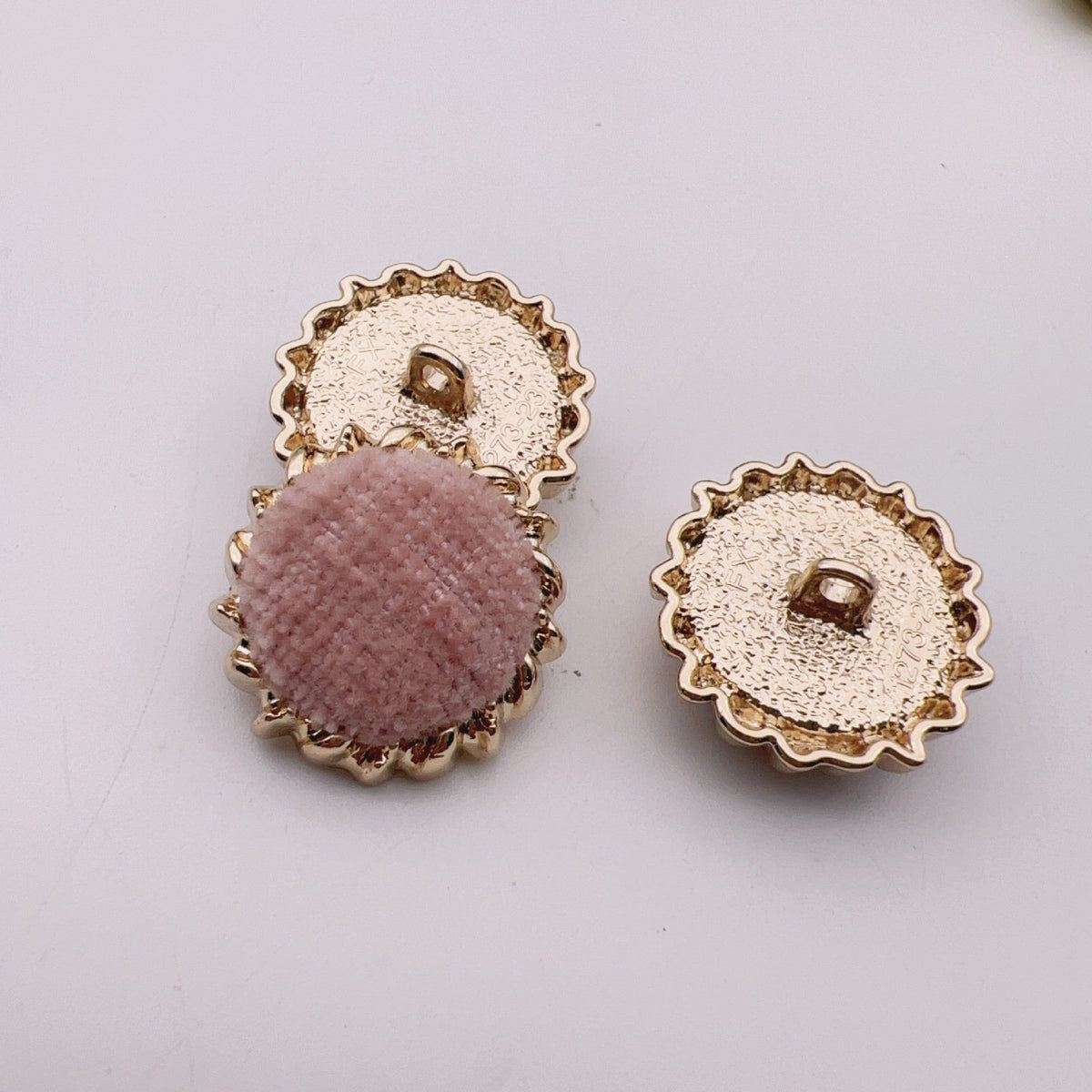25mm Velvet Fabric Round Gear Metal Buttons 50 Pack