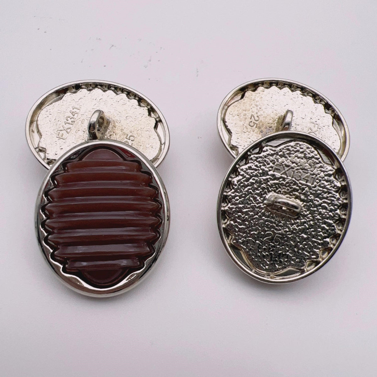18/21/25mm Oval Stripe Resin Metal Shank Buttons 49 Pack