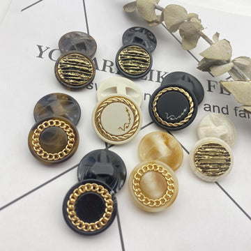 25mm Gold-Tone Chain Mesh Resin Buttons Hidden Shank 48 Pack