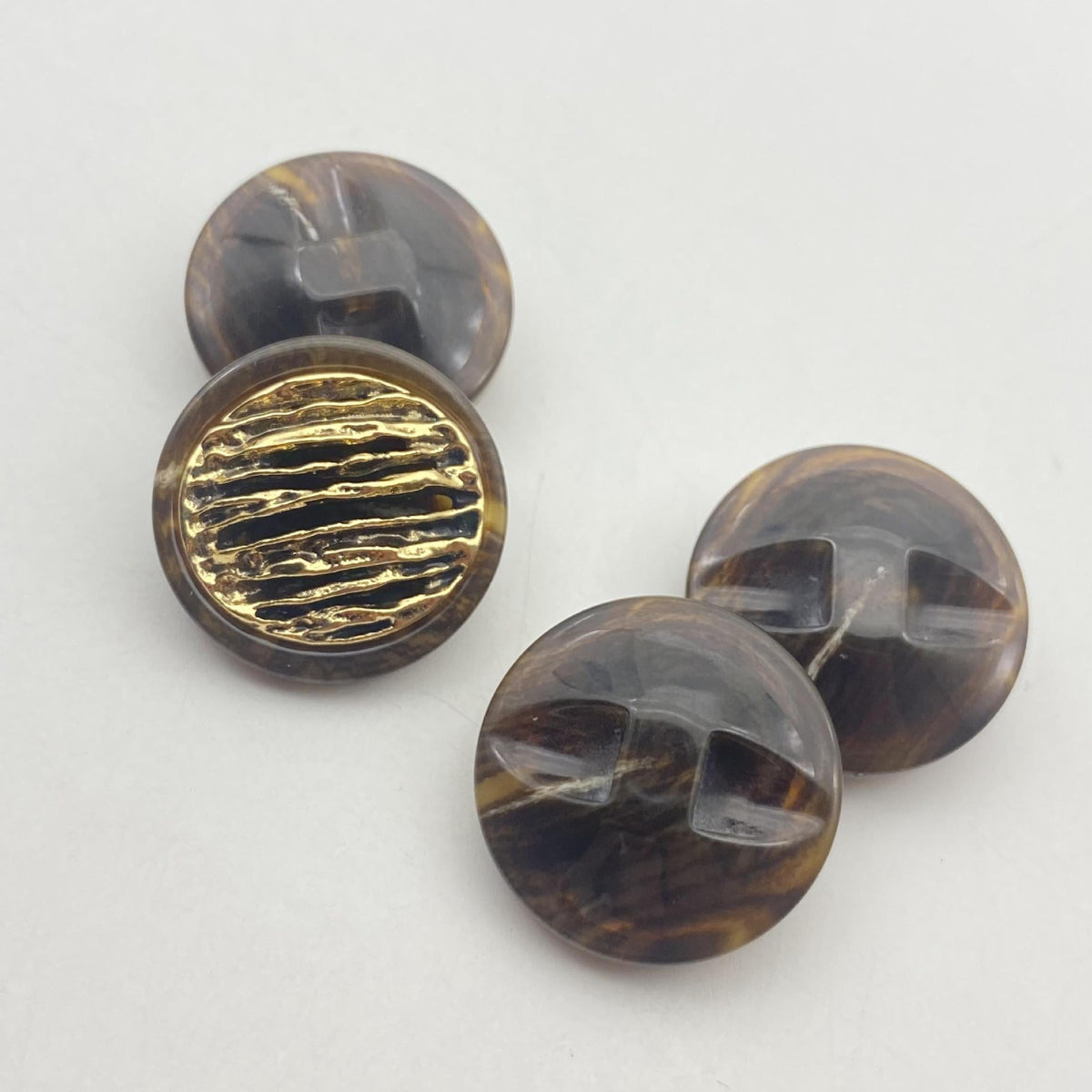 25mm Gold-Tone Chain Mesh Resin Buttons Hidden Shank 48 Pack