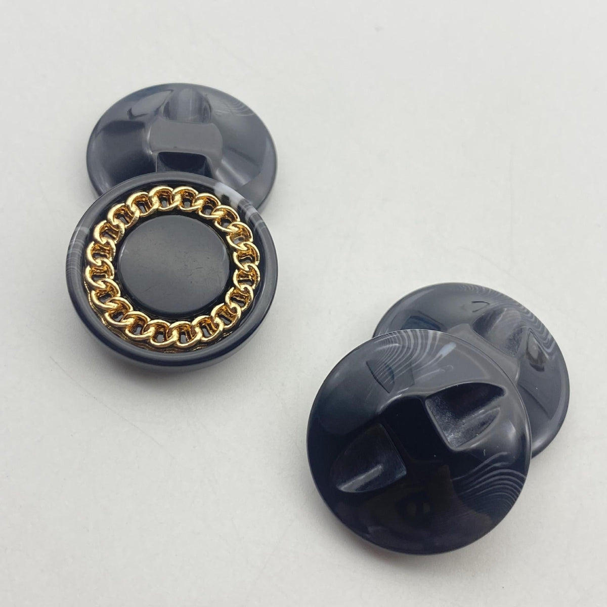 25mm Gold-Tone Chain Mesh Resin Buttons Hidden Shank 48 Pack