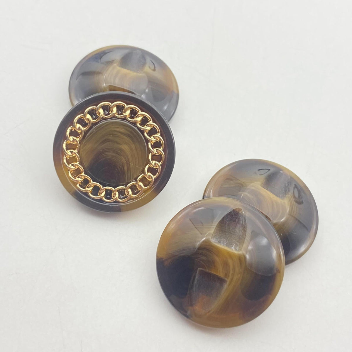 25mm Gold-Tone Chain Mesh Resin Buttons Hidden Shank 48 Pack
