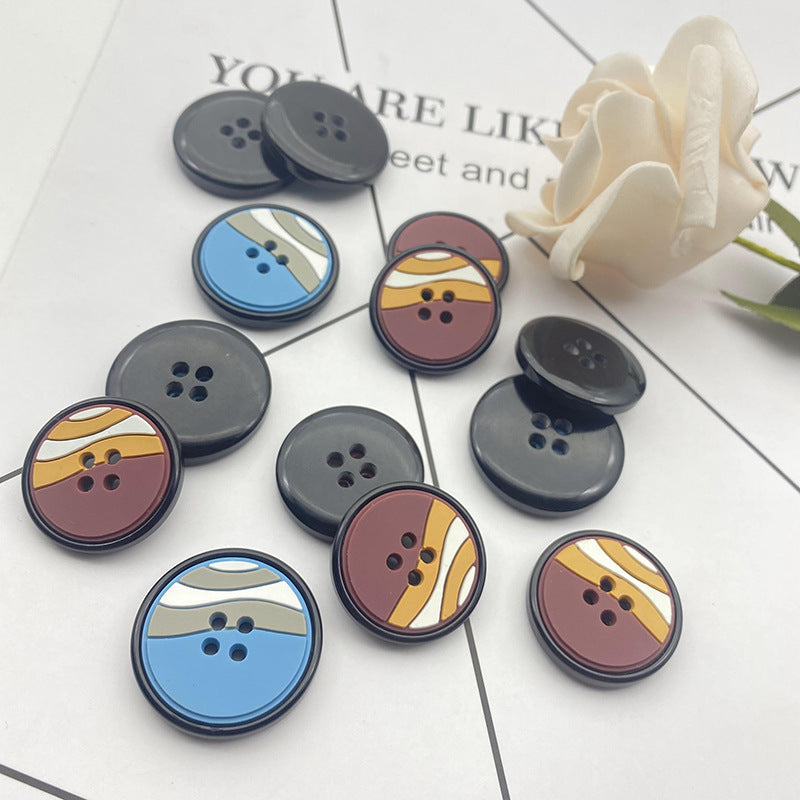 25/28mm Rubber Round Resin Buttons 48 Pack(4 Mixed Colors)