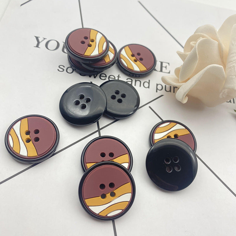 25/28mm Rubber Round Resin Buttons 48 Pack(4 Mixed Colors)