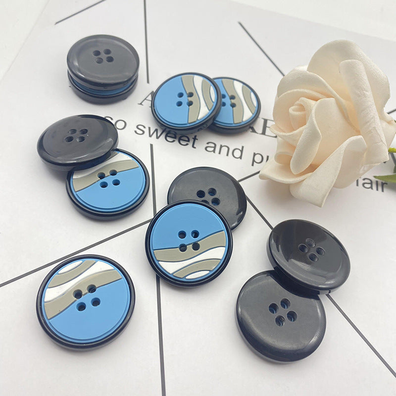 25/28mm Rubber Round Resin Buttons 48 Pack(4 Mixed Colors)