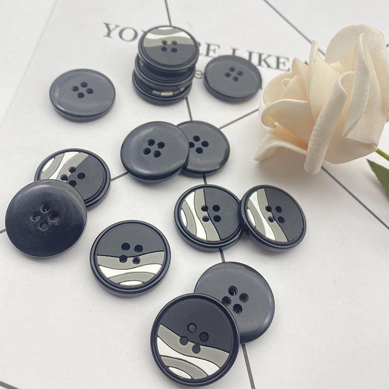 25/28mm Rubber Round Resin Buttons 48 Pack(4 Mixed Colors)