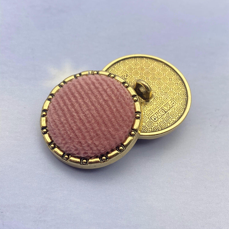 18/21/25mm Velvet Chain Round Edge Metal Shank Buttons 12pcs Pink