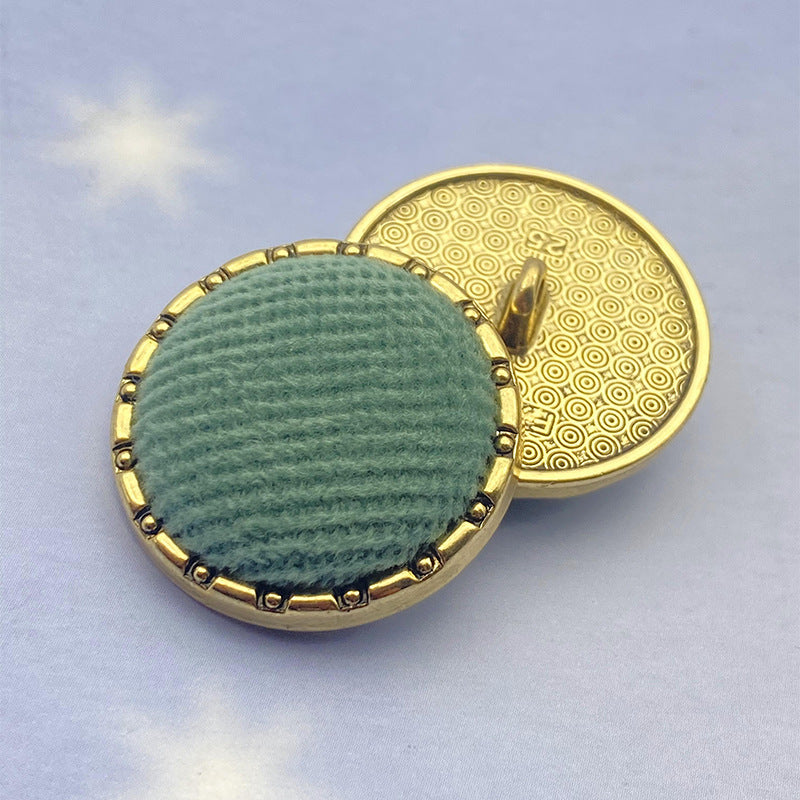 18/21/25mm Velvet Chain Round Edge Metal Shank Buttons 12pcs Green