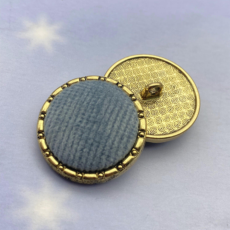 18/21/25mm Velvet Chain Round Edge Metal Shank Buttons 12pcs Blue
