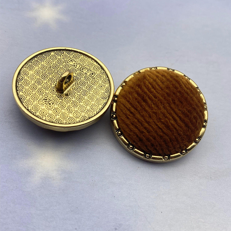 18/21/25mm Velvet Chain Round Edge Metal Shank Buttons 12pcs Brown