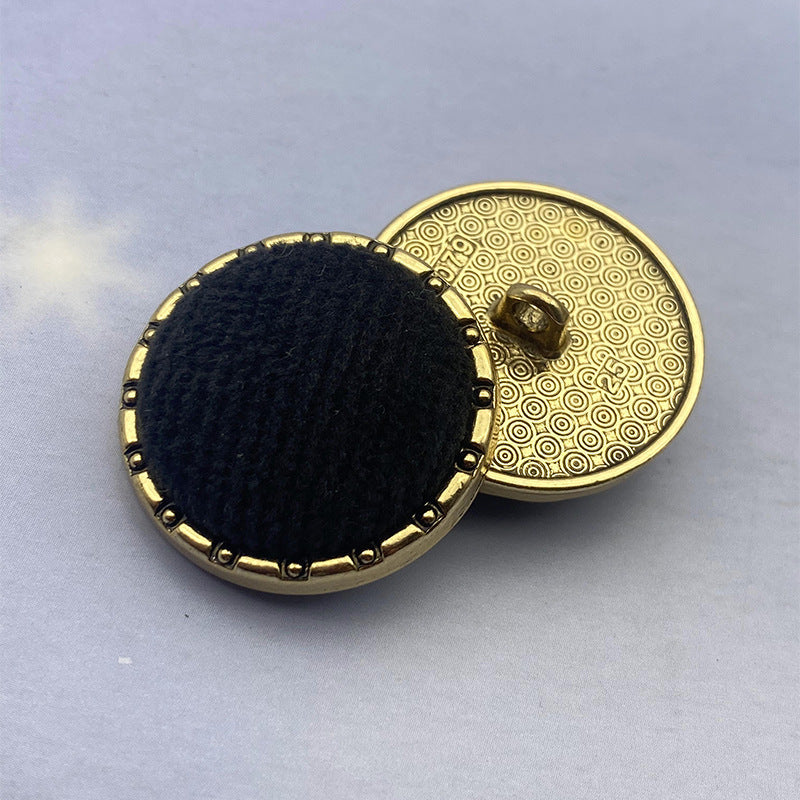 18/21/25mm Velvet Chain Round Edge Metal Shank Buttons 12pcs Black