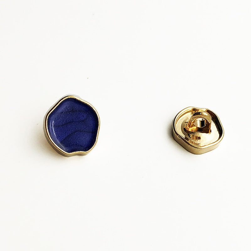 12.5/25mm Irregular High-Gloss Metal Shank Buttons 12PCS Gold Blue