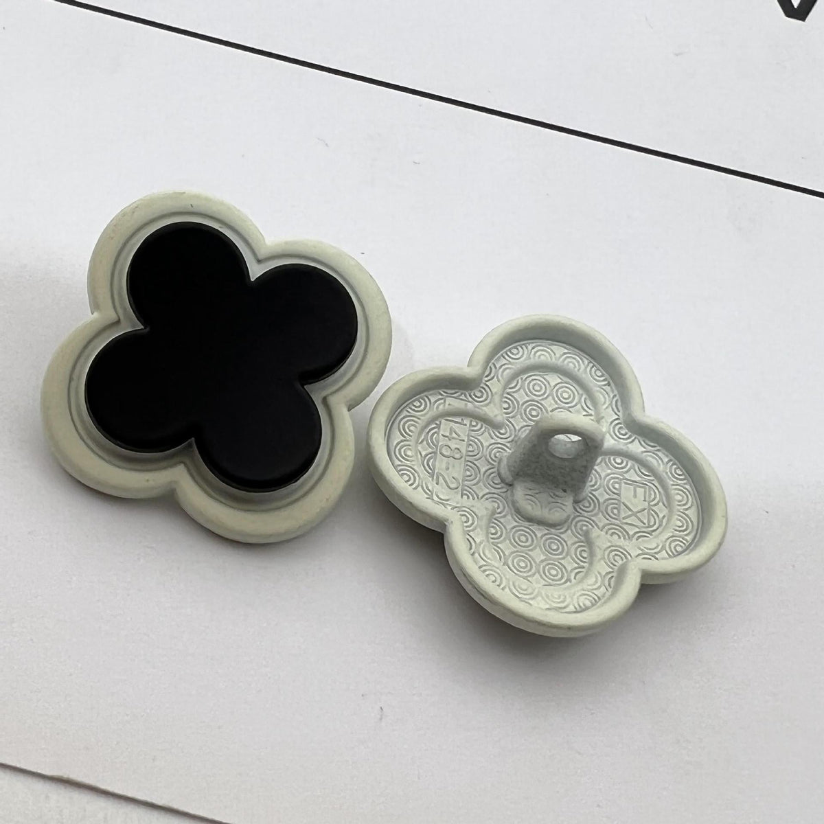 20/25mm 3D Flower Metal Coat Buttons with Painted Layers 12pcs Black