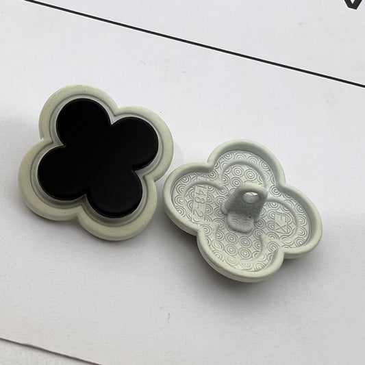 20/25mm 3D Flower Metal Coat Buttons with Painted Layers 12pcs Black