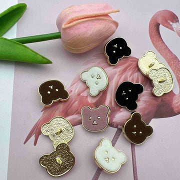 21.5mm Cute Bear Metal Shank Buttons 48 Pack(4 Colors)