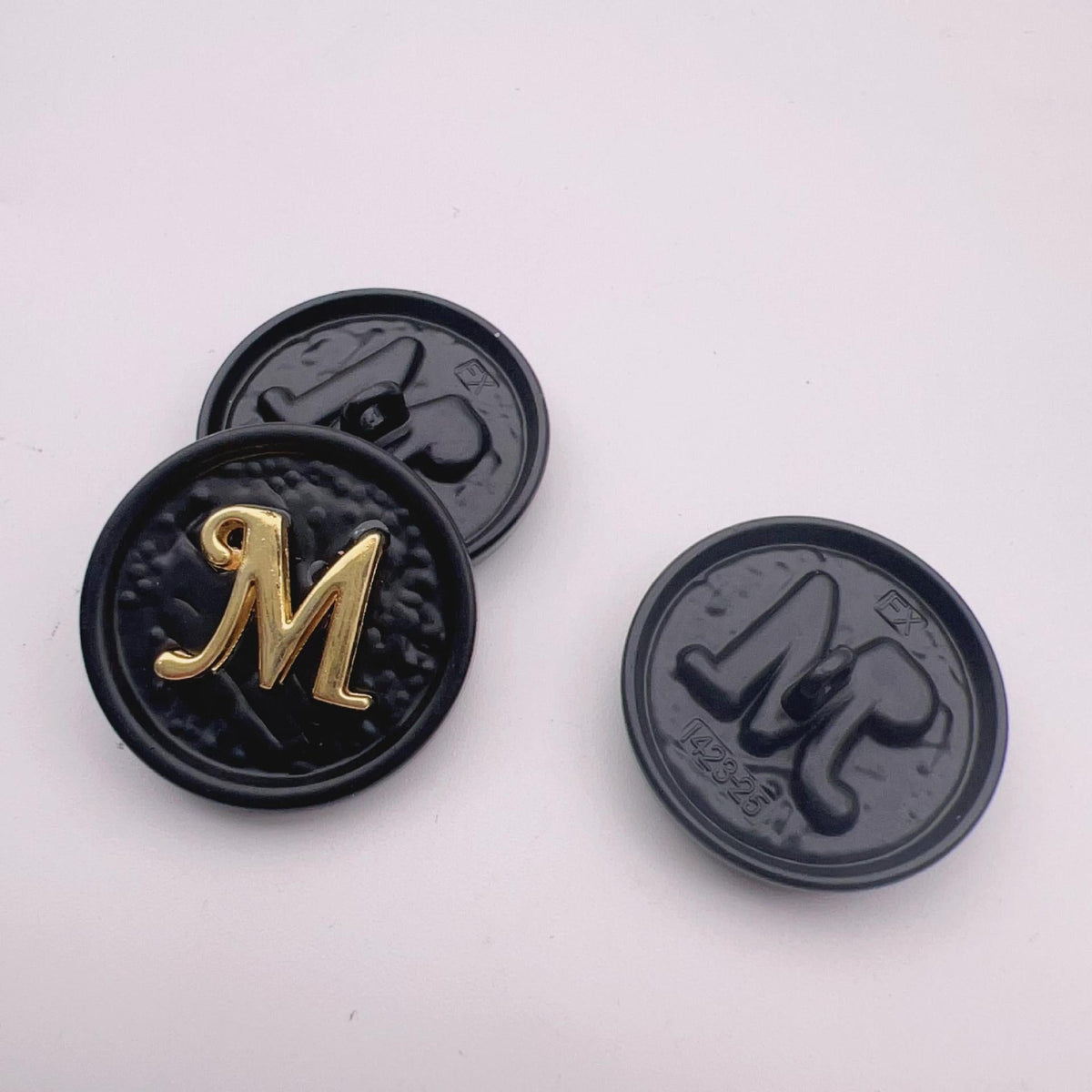 25mm Letter M Round Metal Decorative Buttons 48 Pack