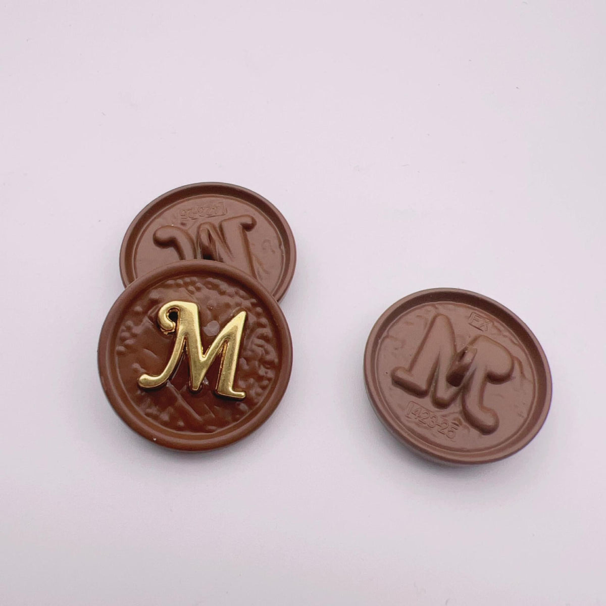 25mm Letter M Round Metal Decorative Buttons 48 Pack