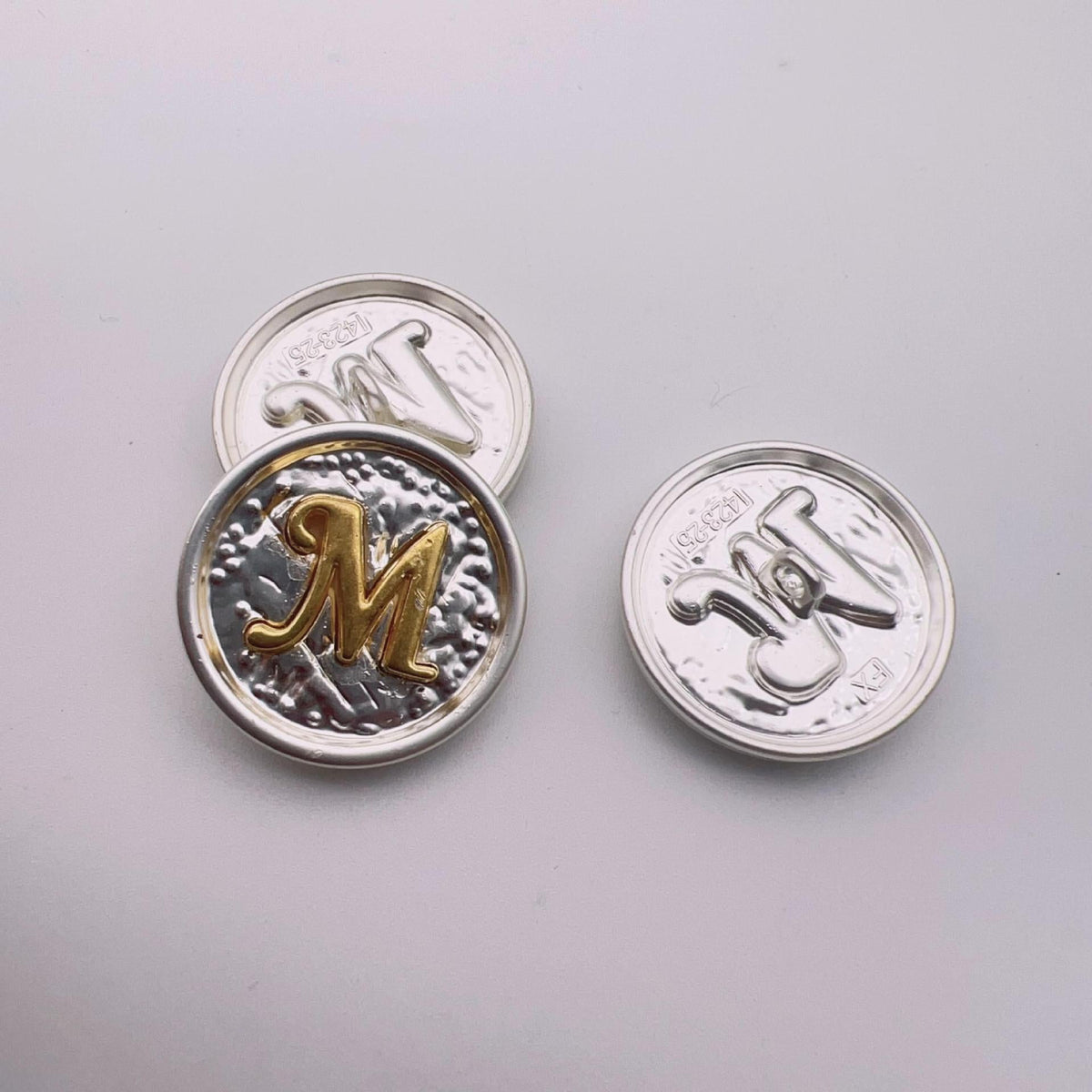 25mm Letter M Round Metal Decorative Buttons 48 Pack