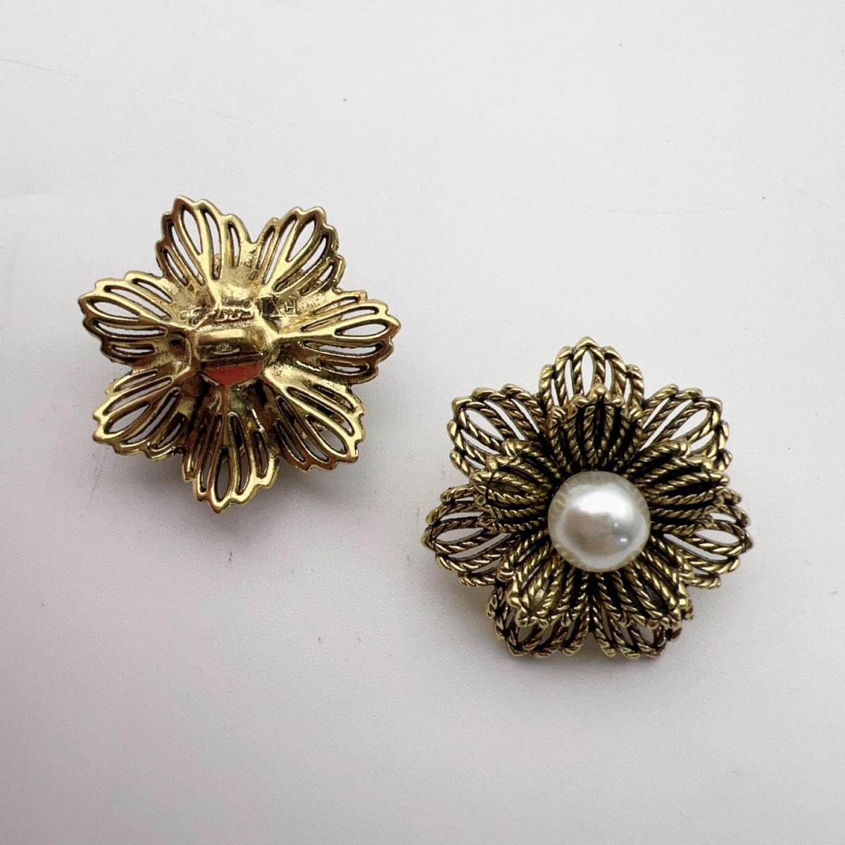Vintage Flower Hollowed Pearl Metal Shank Buttons 50 Pack