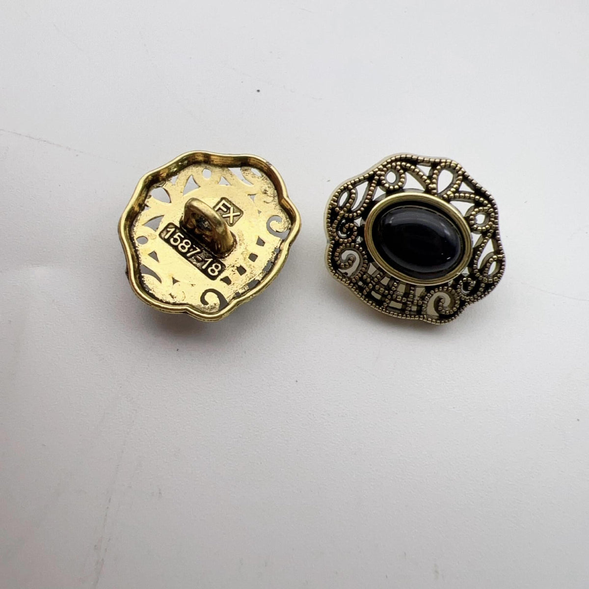 17.5mm Chinese Style Vintage Hollow Lace Alloy Shank Buttons 50 Pack
