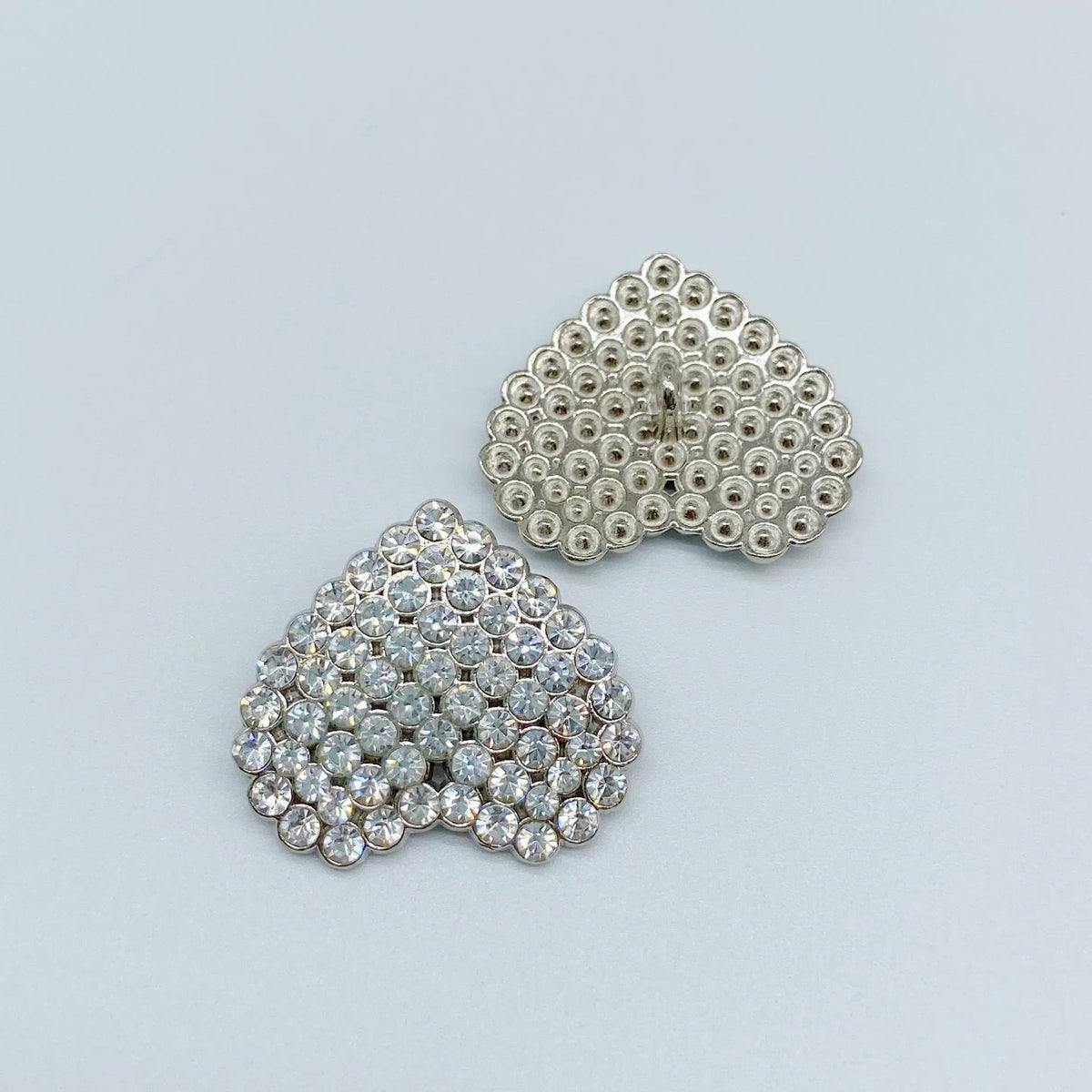 Heart Shaped Rhinestone Pearl Metal Shank Coat Buttons 49 Pack
