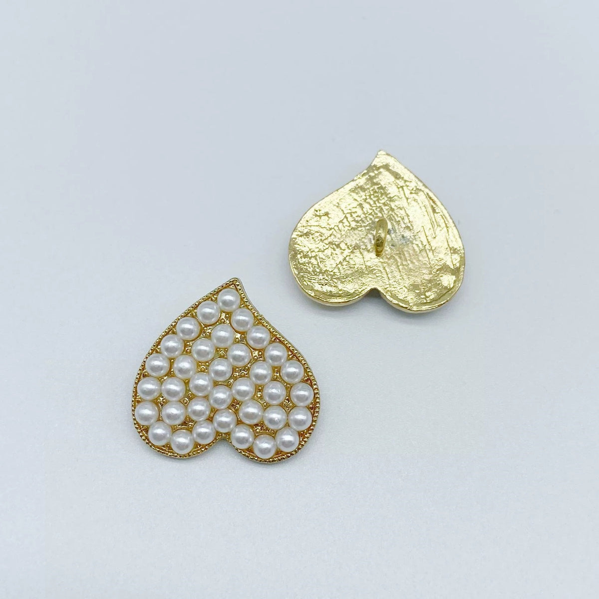 Heart Shaped Rhinestone Pearl Metal Shank Coat Buttons 49 Pack