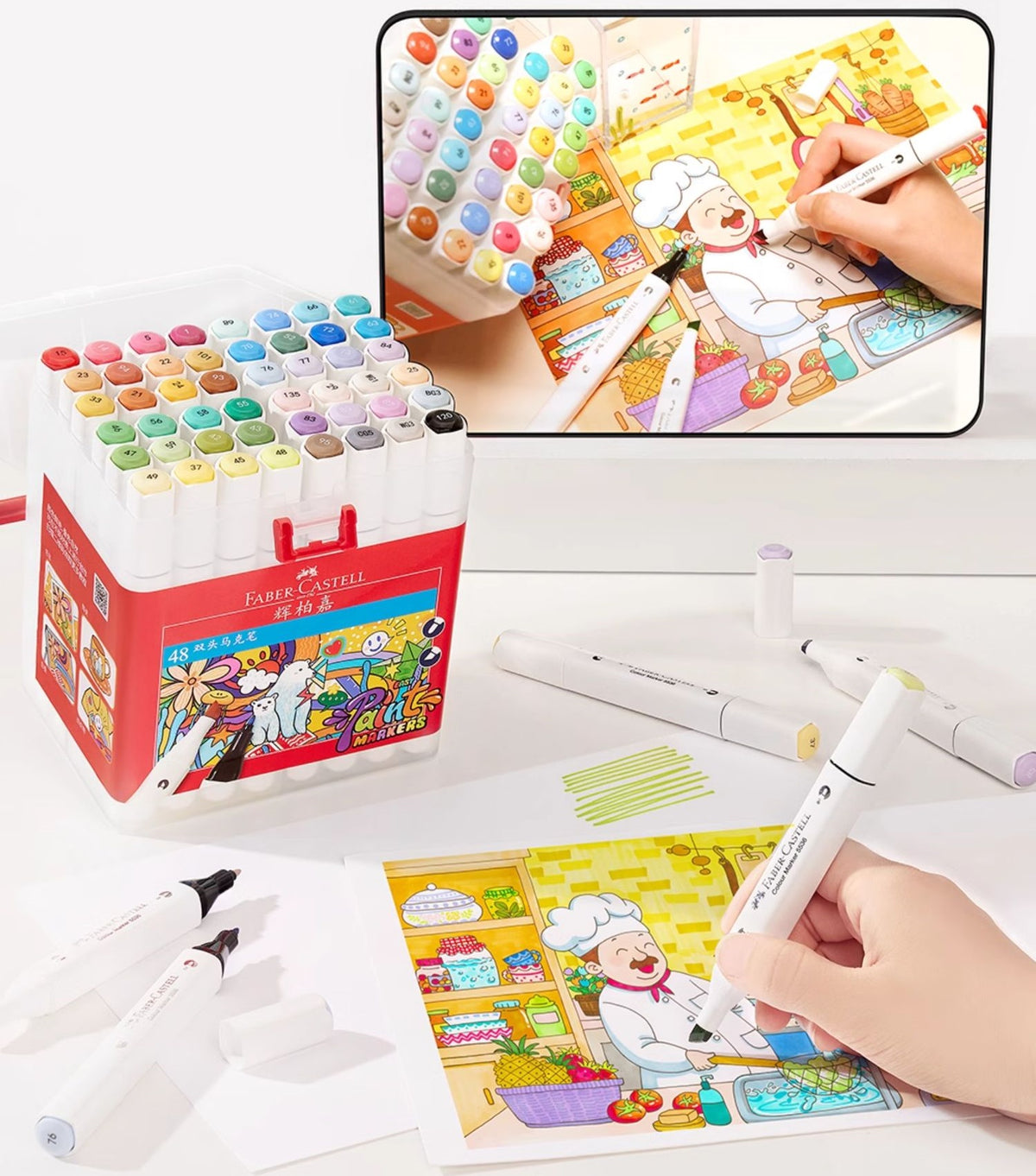 Faber-Castell Oil-Based Markers,36/48-Color for Students' Art Class