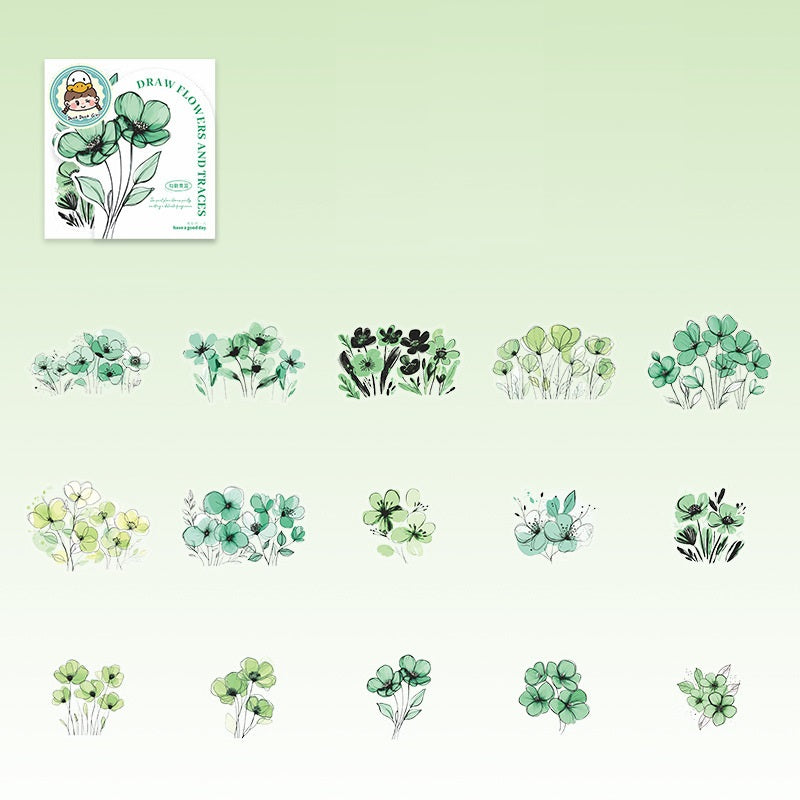 90PCS Floral Landscapes PET Sticker Set for Journaling Scrapbook