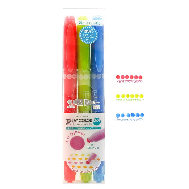 Tombow Play Color Dot Pen Water Based Marker,3 Colors Set A