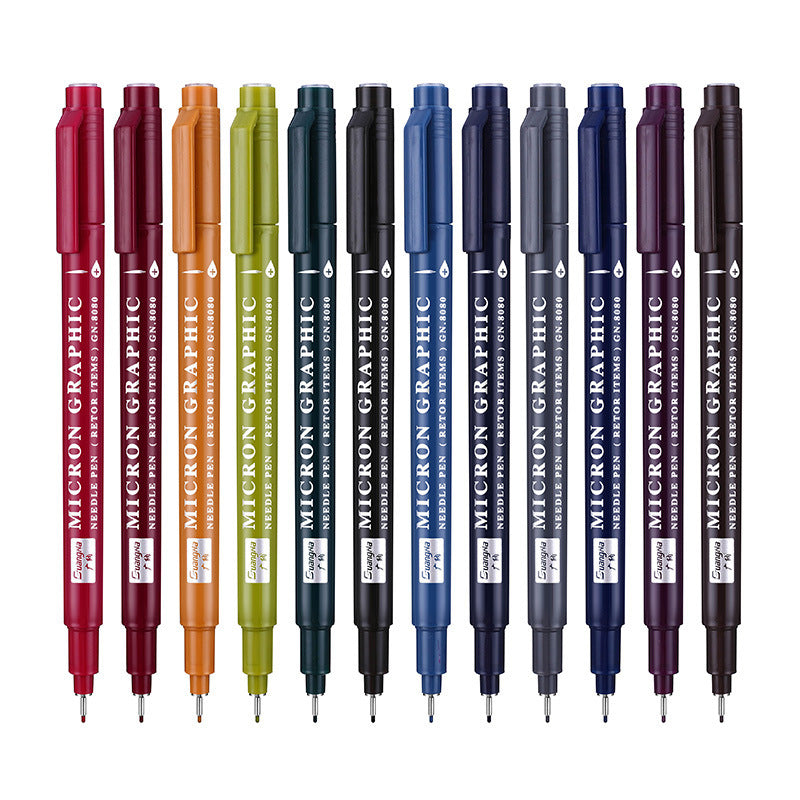 Guangna 12 Retro Color 0.5 Micron Graphic Needle Pen Set