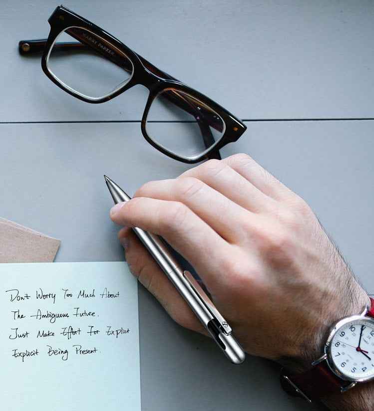 GNASEET Brushed Stainless Steel All-Metal Ballpoint Pen