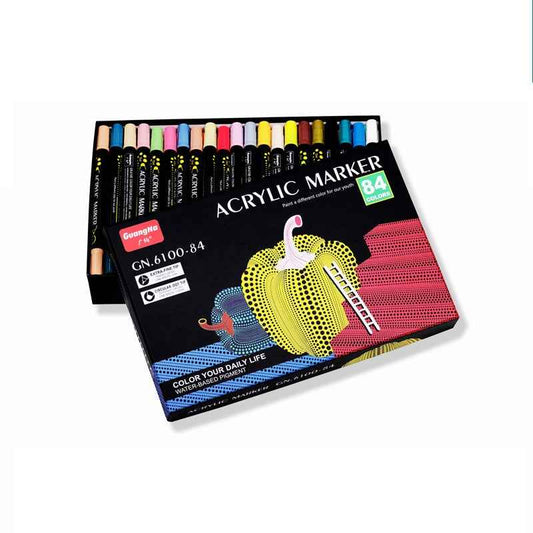 Guangna 84 Farben Acrylfarben-Marker, Doppelspitze (1–5 mm)