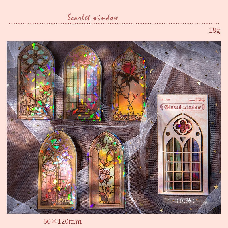 60-Piece PET Sticker Set - Glazed Window Series 60x120mm