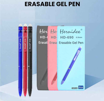 HERNIDEX Erasable Gel Pen,0.5mm Black, Blue, Red Ink 12 Pack