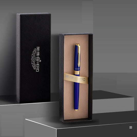 HERO 1511A Fountain Pen Set - Iridium Nib Rotary Ink Converter Blue