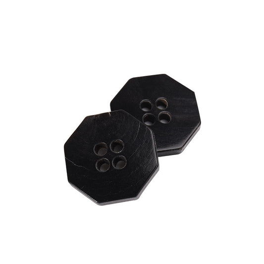20mm Octagonal Four-Hole Black Horn Buttons 12PCS