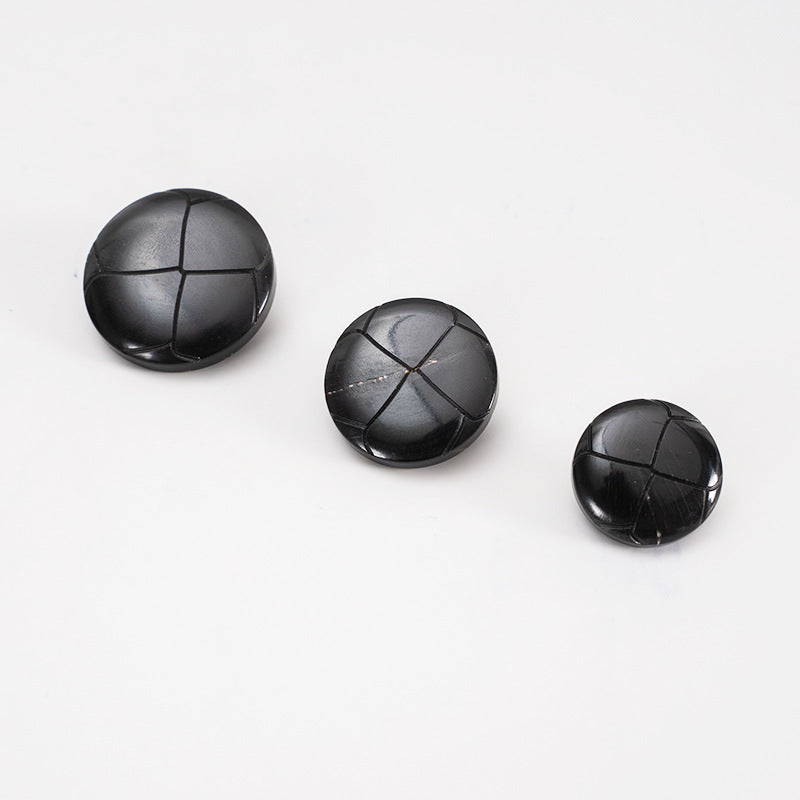 25mm Round Black Vintage Horn Buttons with Shank 10pcs