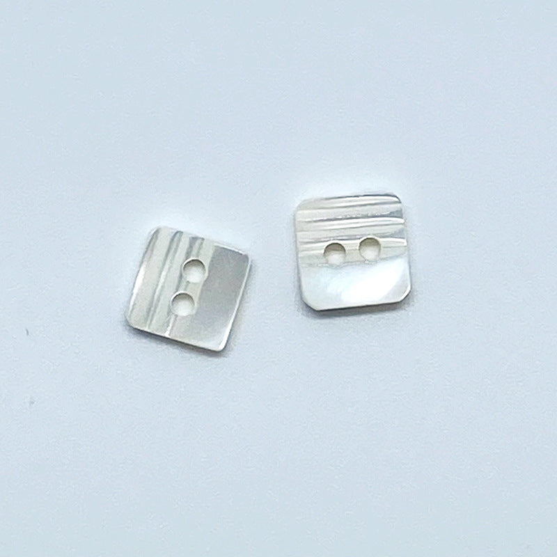 11.5mm Square Two-Hole Natural Conch Shell Buttons 12pcs