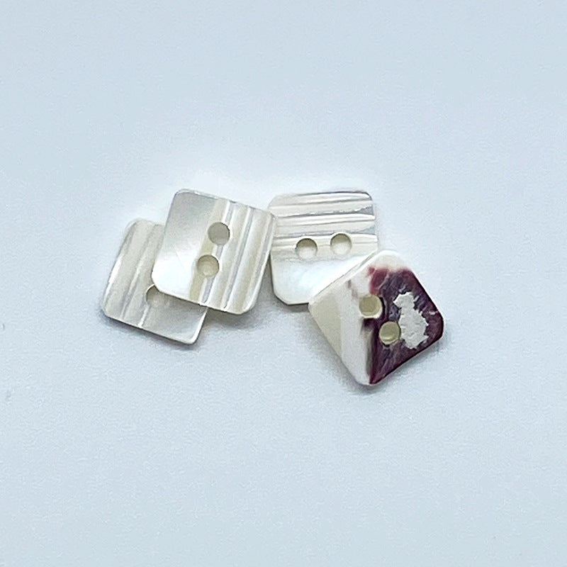 11.5mm Square Two-Hole Natural Conch Shell Buttons 12pcs
