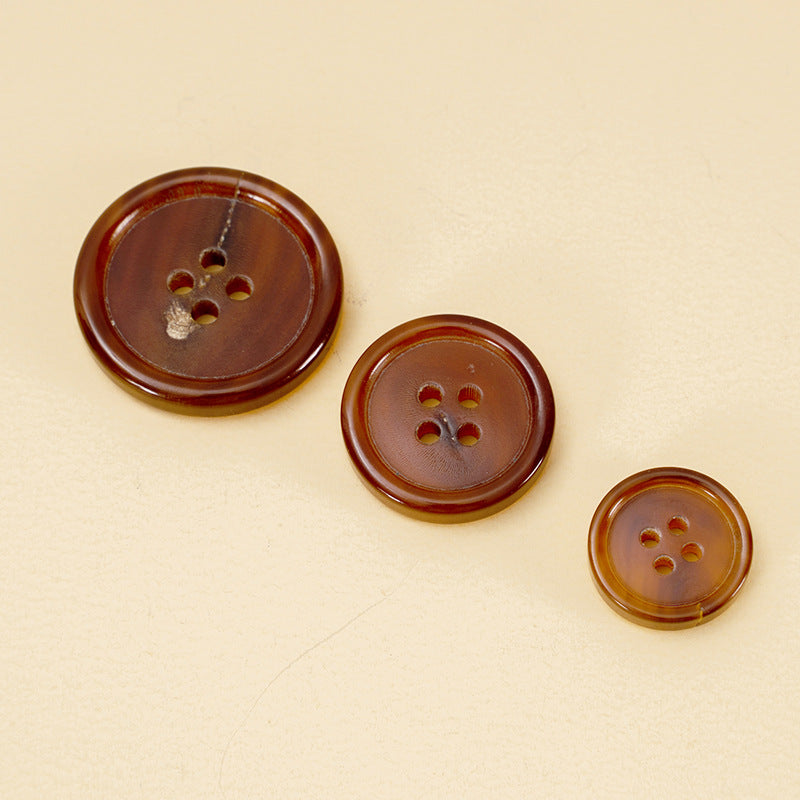 40/44/48L Black Coffee Horn Round Four-Hole Suit Buttons 10pcs Light Coffee