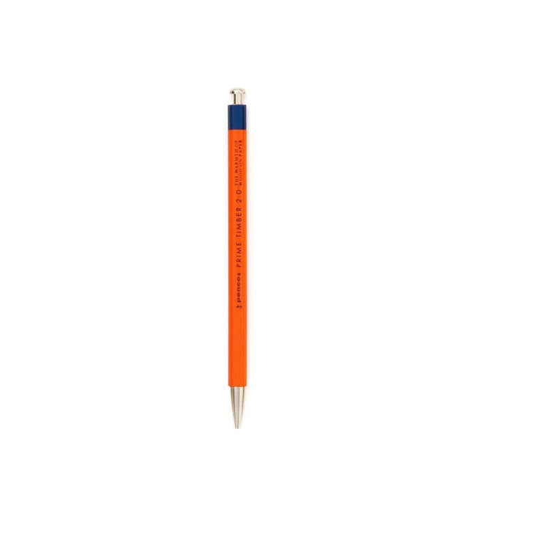 HIGHTIDE Penco Prime Timber 2.0mm Mechanical Pencil | Vintage Wood Body | Drafting & Sketching | Sharpener Included | Japan Orange