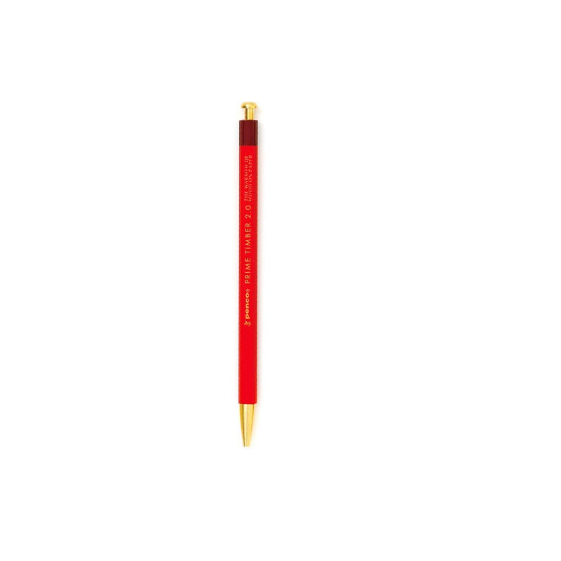 HIGHTIDE Penco Prime Timber 2.0mm Mechanical Pencil | Vintage Wood Body | Drafting & Sketching | Sharpener Included | Japan Brass Red