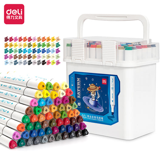 DELI HM903 12/24/36/48/60 colores marcadores artísticos a base de alcohol de doble punta