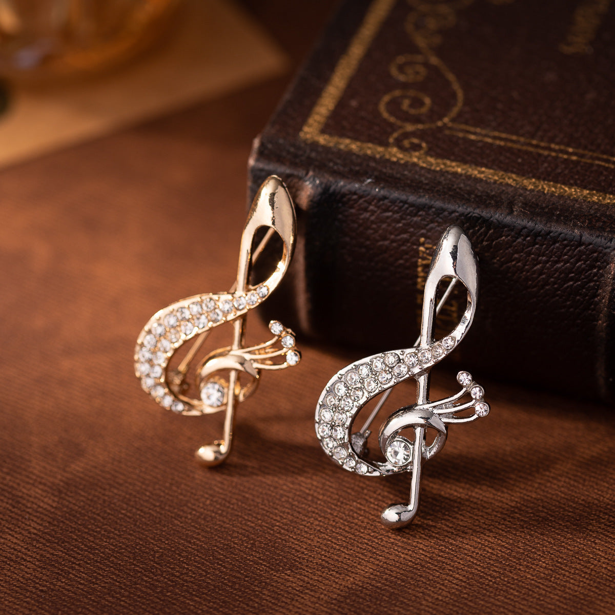Diamond Musical Note Metal Brooch Retro Gift for Musicians 3pcs