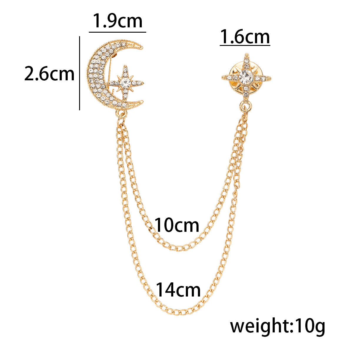 Creative Moon Chain Brooch - Gold and Silver 2-Piece Set