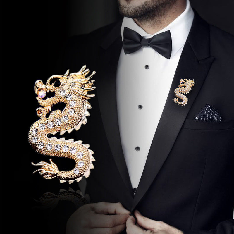 Chinese Style Dragon Metal Brooch Pin 4pcs